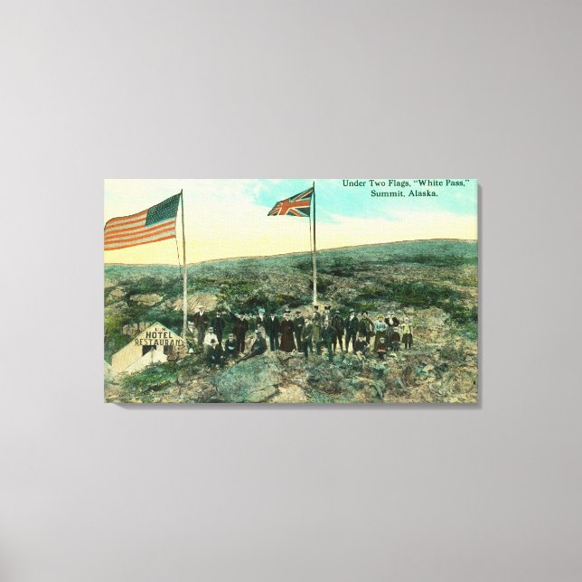 White Pass with Russian and American Flags Canvas Print (Front)