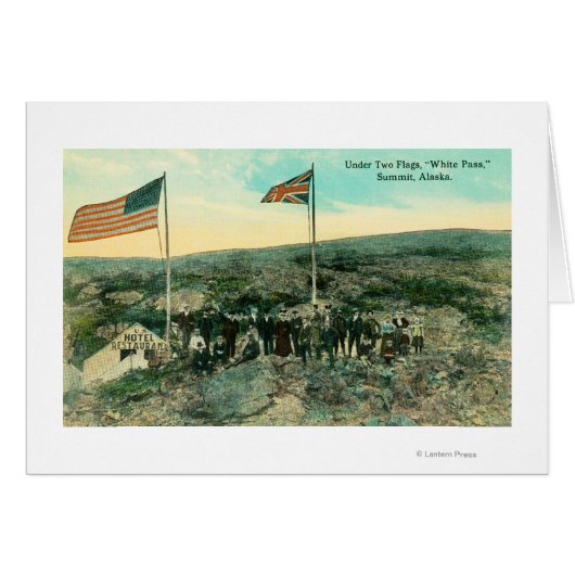 White Pass with Russian and American Flags Cards (Front Horizontal)