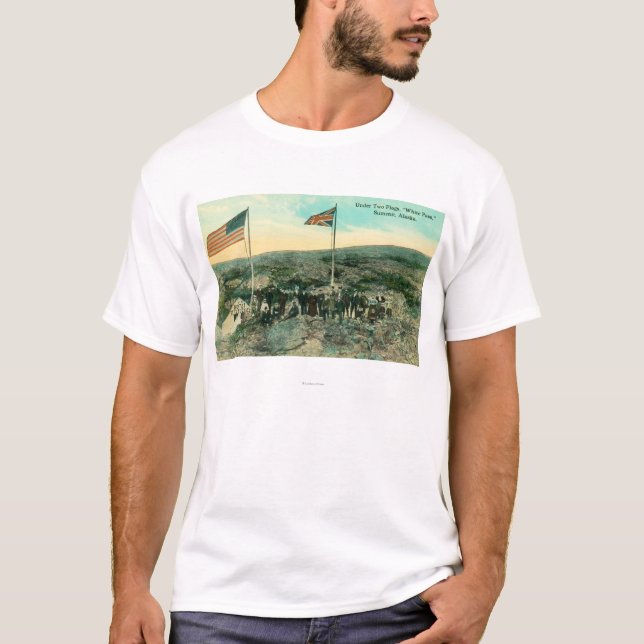 White Pass with Russian and American Flags T-Shirt (Front)
