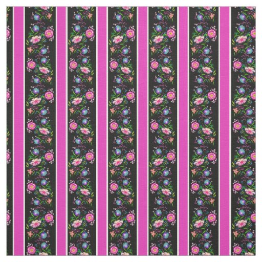 White, passion pink/folk flowers/stripe(2)black fabric