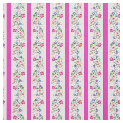 White, passion pink/folk flowers/stripe(2)white fabric