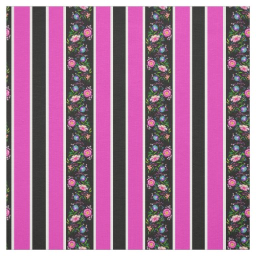 White, passion pink/folk flowers/stripe/black fabric