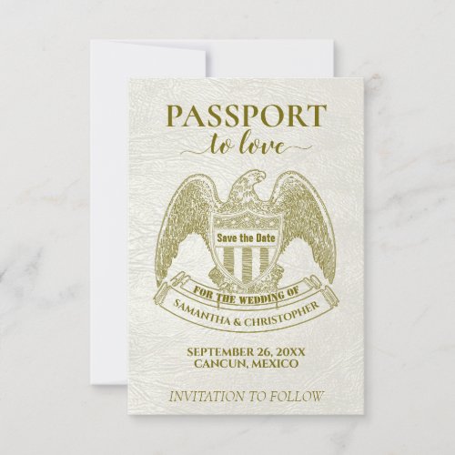 White Passport to Love Fun Destination Wedding Save The Date