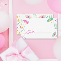 White Pastel Butterfly Girl’s Garden place Card