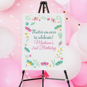White Pastel Butterfly Girl’s Garden Welcome Sign