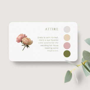 White Pastel Rose Wedding Attire Dress Code Enclosure Card