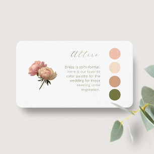 White   Pastel Rose Wedding Attire Dress Code Enclosure Card