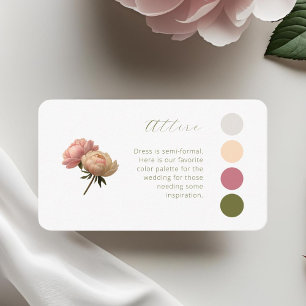 White Pastel Rose Wedding Attire Dress Code Enclosure Card