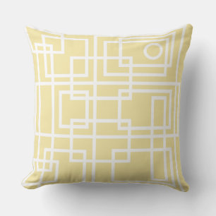 White Path on Light Parmesan Yellow Throw Pillow