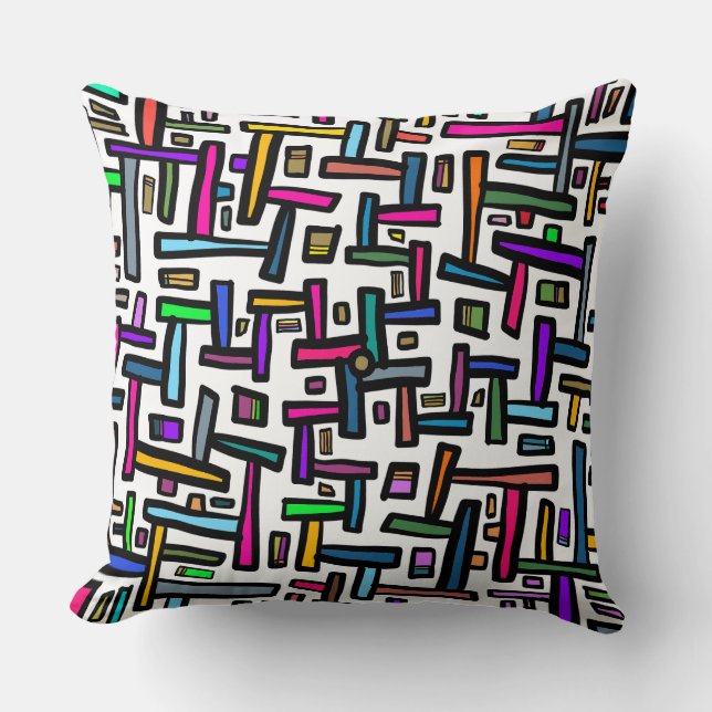 White pattern doodle throw pillow (Front)