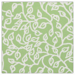 White Pattern of Leaves on Pale Apple Green Fabric