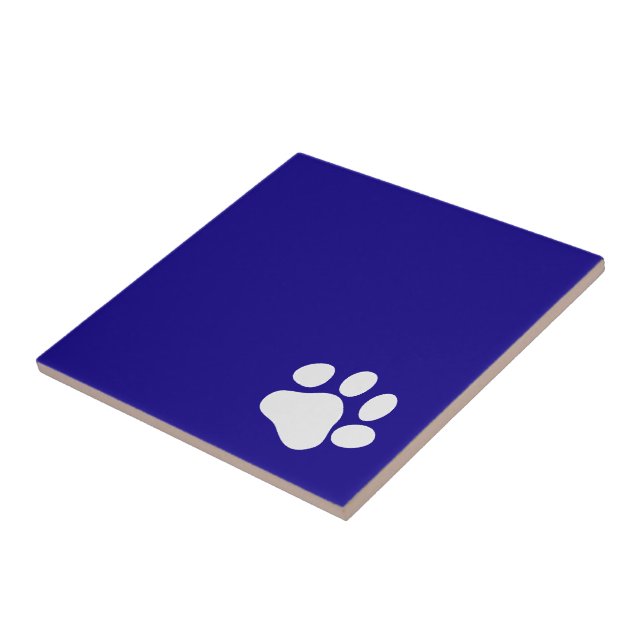 White Paw on Blue Ceramic Tile (Side)