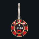 White Paw on Red Poker Chip | Personalize Pet ID Tag<br><div class="desc">Animal Pet ID Tag ready for you to personalize. ✔NOTE: ONLY CHANGE THE TEMPLATE AREAS NEEDED! 😀 If needed, you can remove the text and start fresh adding whatever text and font you like. 📌If you need further customization, please click the "Click to Customize further" or "Customize or Edit Design"...</div>