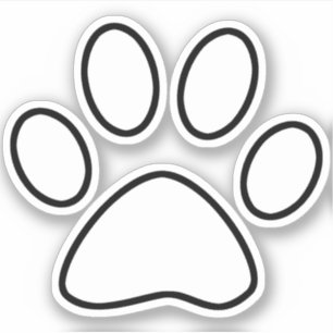 White Paw Print Black Outline Sticker