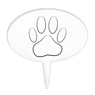 White Paw Print Cake Topper