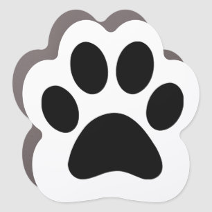 White Paw Print Car Magnet
