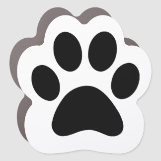 White Paw Print Car Magnet