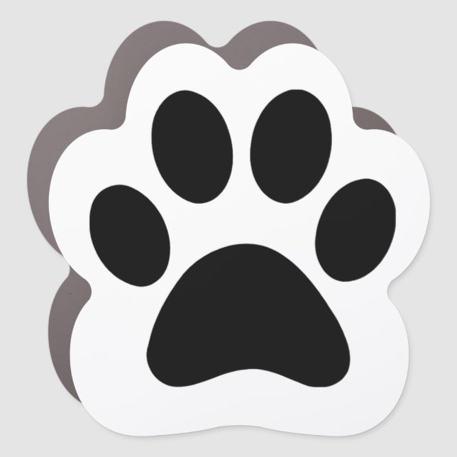 White Paw Print Car Magnet (Front)