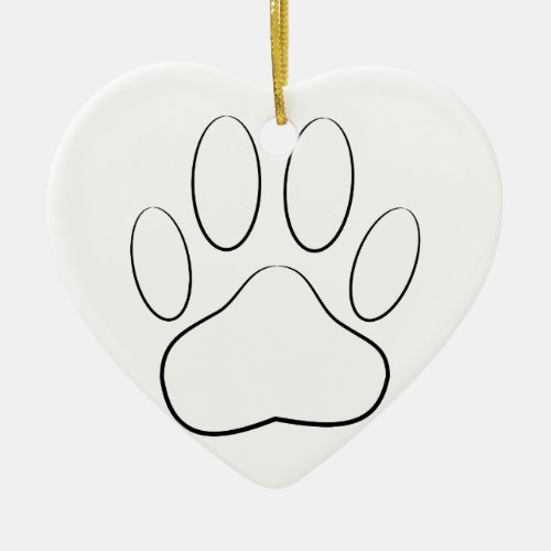 White Paw Print Ceramic Ornament