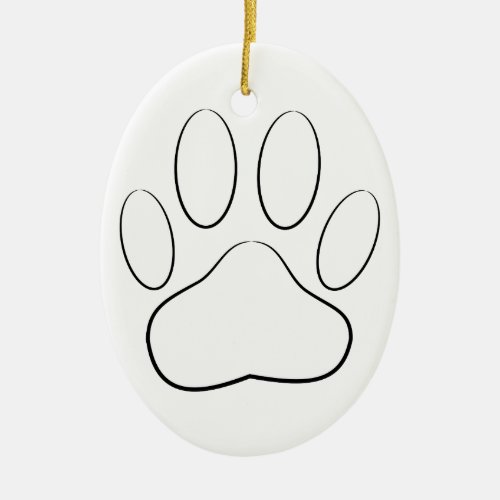 White Paw Print Ceramic Ornament