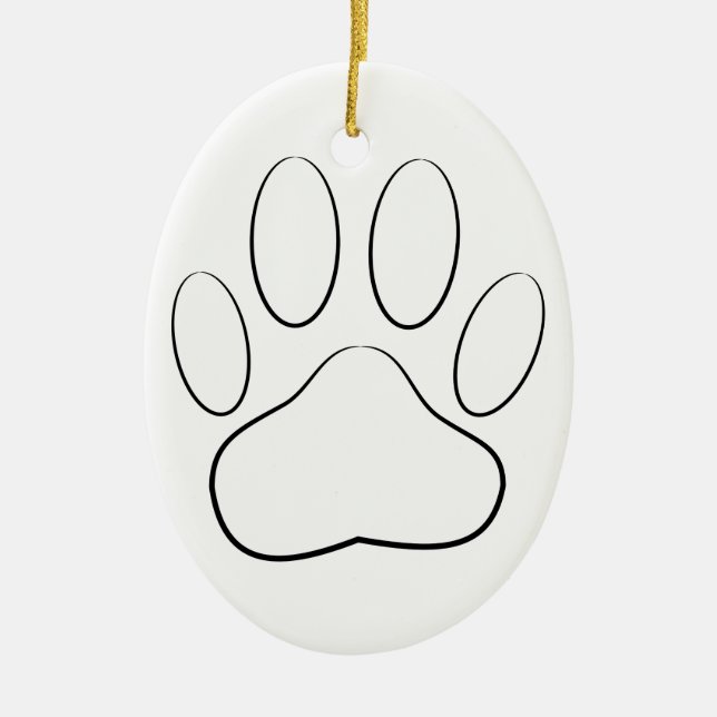 White Paw Print Ceramic Ornament (Front)