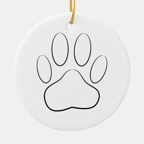 White Paw Print Ceramic Ornament