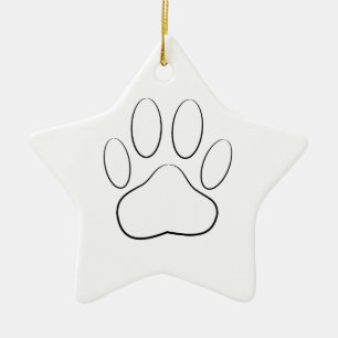 White Paw Print Ceramic Ornament