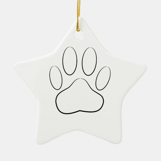 White Paw Print Ceramic Ornament (Front)