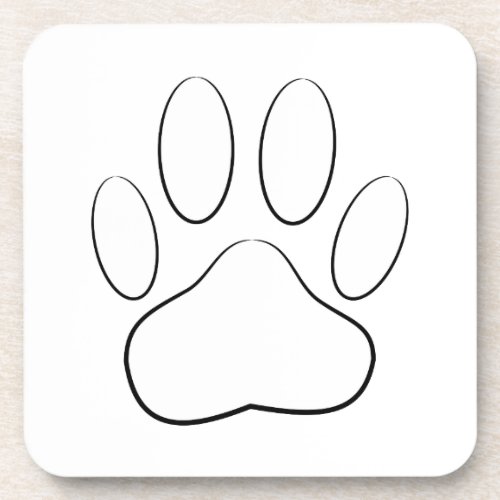 White Paw Print Coaster