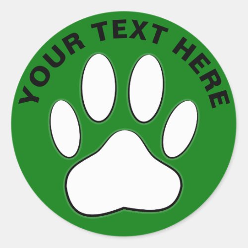 White Paw Print Custom Text Classic Round Sticker