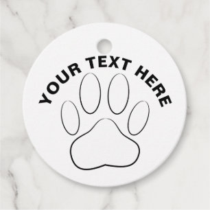 White Paw Print Custom Text Classic Round Sticker Favor Tags