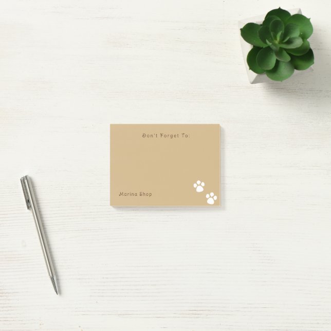 White Paw print Cute light Brown Post-it Notes (Office)