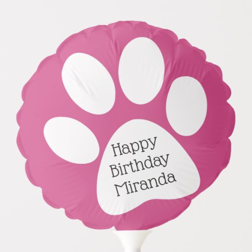 White Paw Print Design Balloon