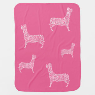 White Paw Print Dog Silhouette Baby Blanket
