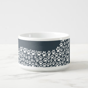 White Paw Print Dog Silhouette Bowl