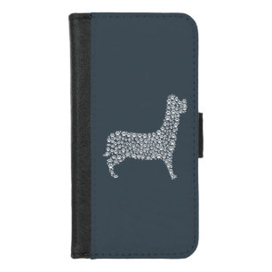 White Paw Print Dog Silhouette iPhone 8/7 Wallet Case