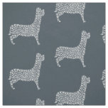White Paw Print Dog Silhouette Pattern Fabric