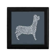 White Paw Print Dog Silhouette Pattern Fabric