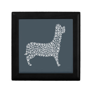 White Paw Print Dog Silhouette Pattern Fabric Gift Box