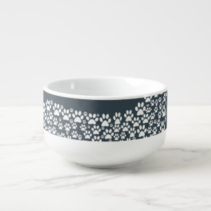 White Paw Print Dog Silhouette Soup Mug