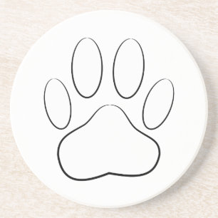 White Paw Print Drink Coaster