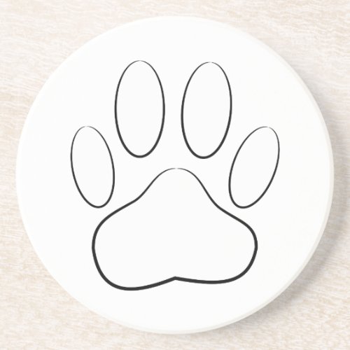 White Paw Print Drink Coaster