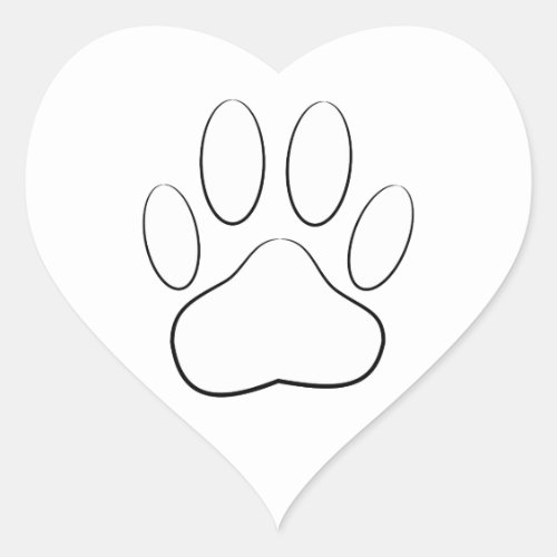White Paw Print Heart Sticker
