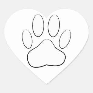 White Paw Print Heart Sticker