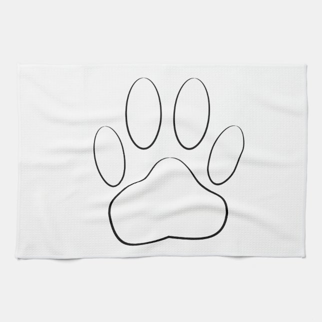 White Paw Print Kitchen Towel (Horizontal)