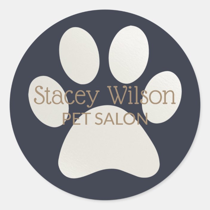 White Paw Print Logo On Navy Product Label | Zazzle.com