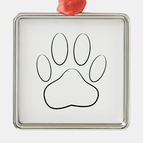 White Paw Print Metal Ornament