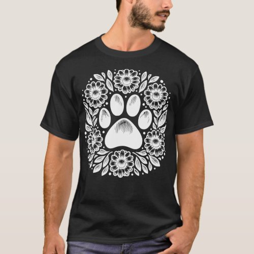 White Paw print minimal style pet lovers animal lo T_Shirt