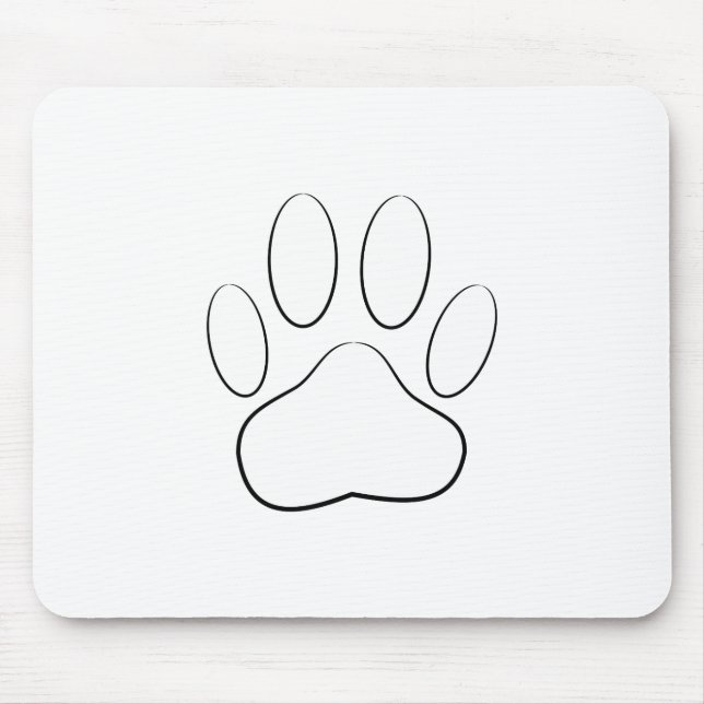 White Paw Print Mouse Pad (Front)