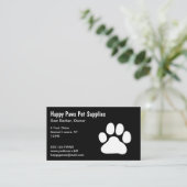 White Paw Print on Black - (Custom Text & Colors) Business Card (Standing Front)